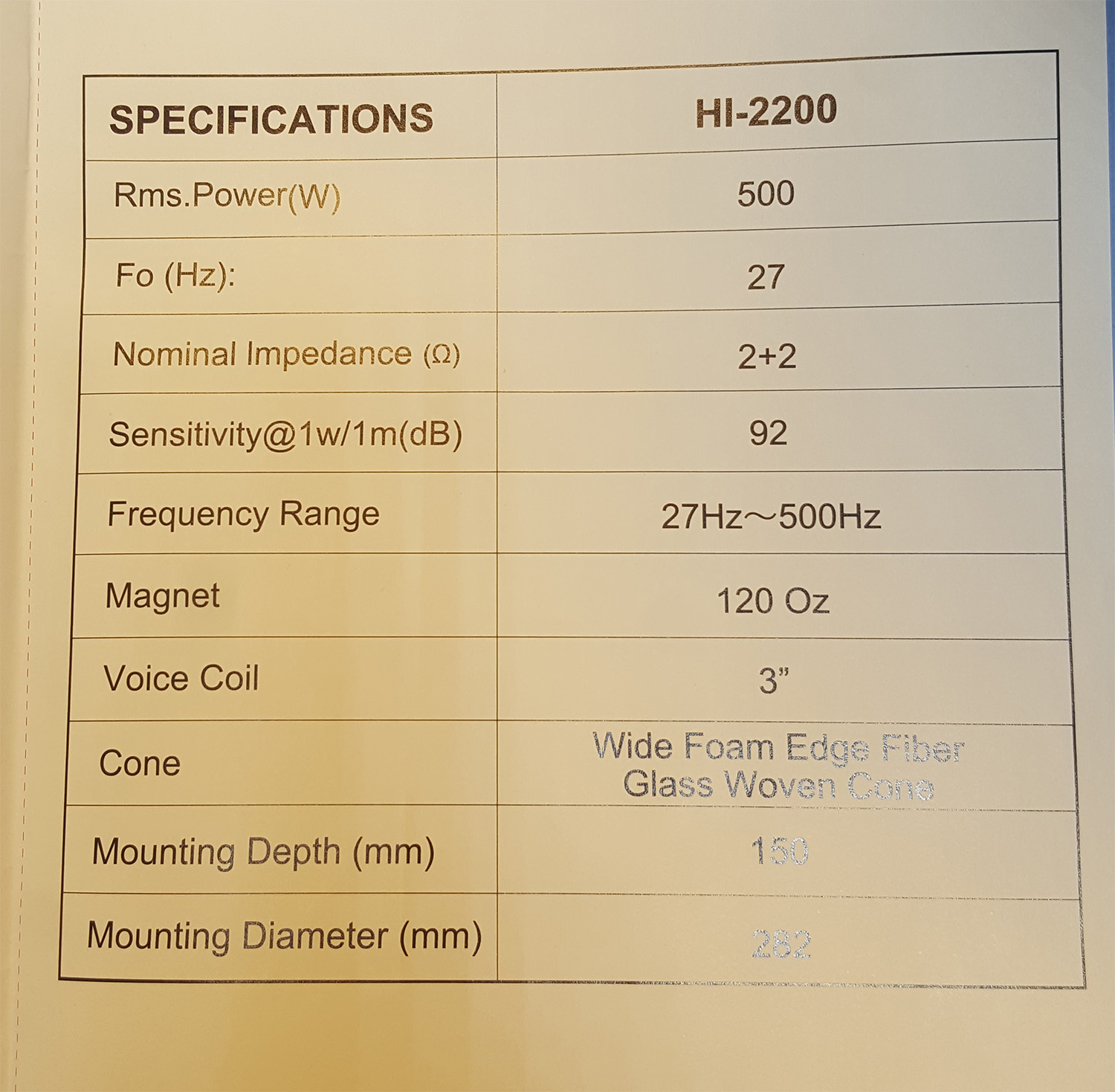 HIFINE H2200  12인치 1000와트급 우퍼