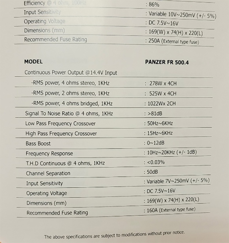 PANZER 500.4 앰프