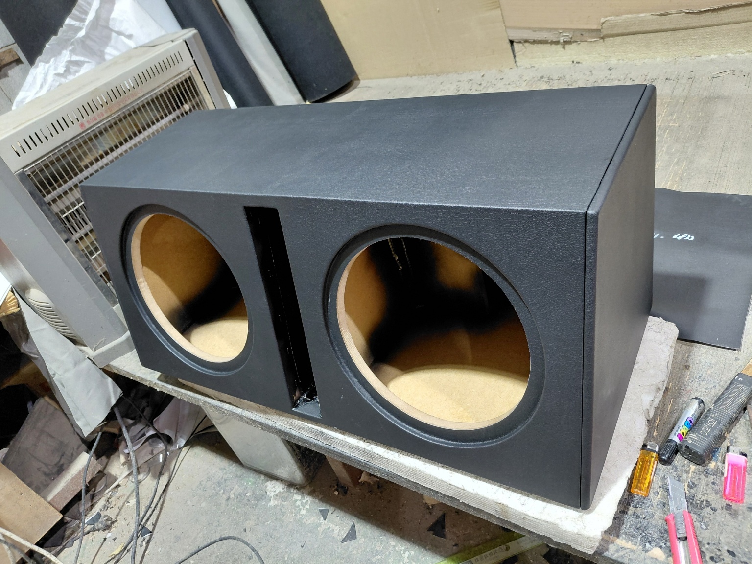 12인치 더블 각포트 우퍼박스(블랙레자마감)