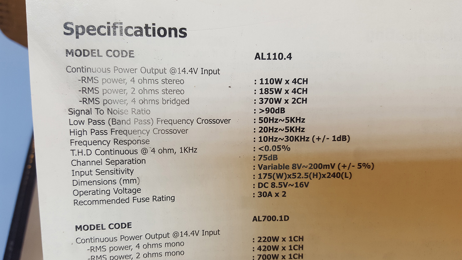 컴팩트사이즈 AL110.4 4채널앰프